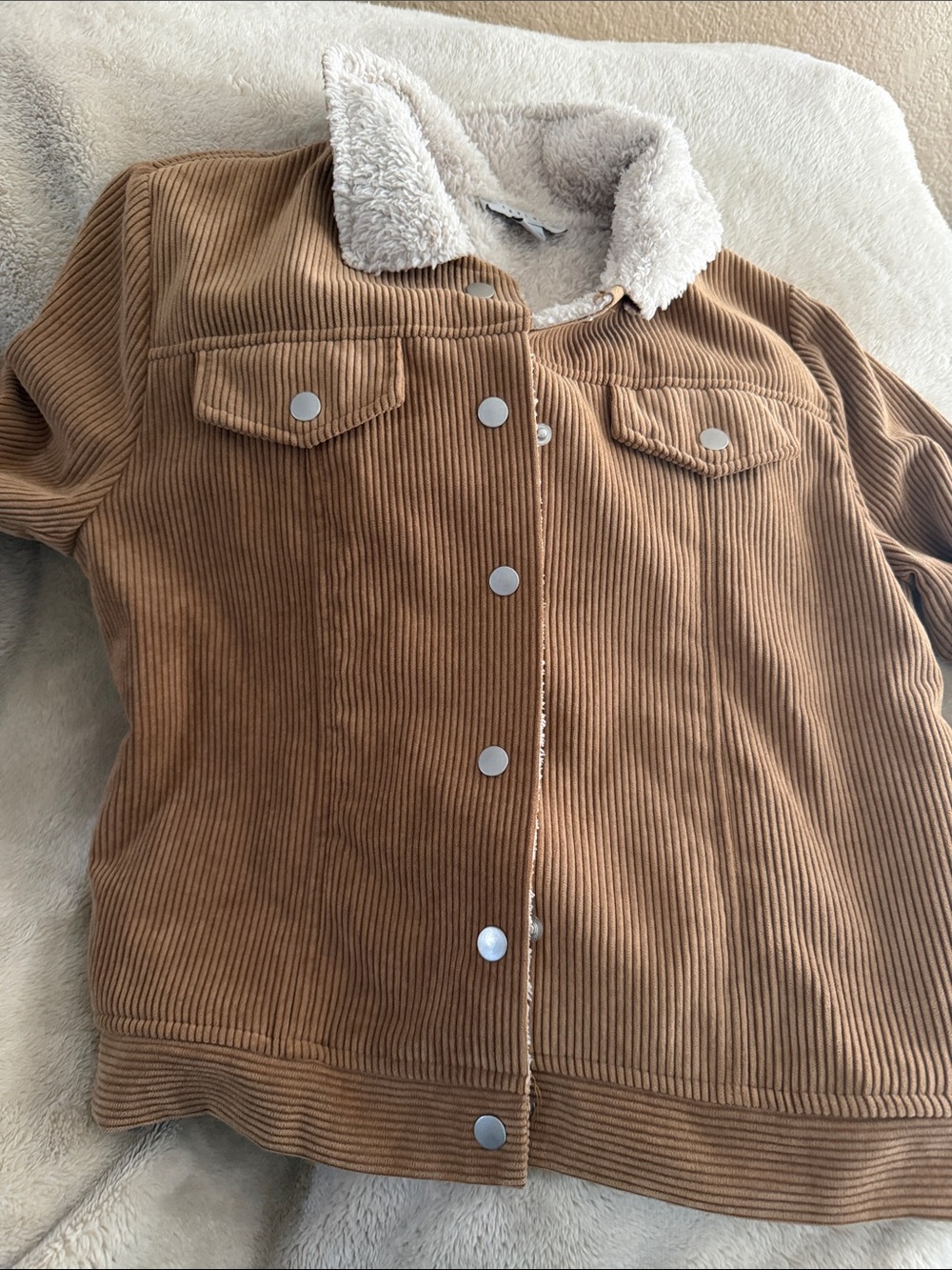 Women's Corduroy Sherpa-Lined Jean Jacket - Tan